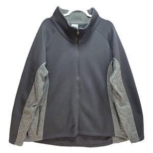 Columbia Colorblock Fleece Jacket Womens XXXL Full Zip Mock Neck Pockets Black